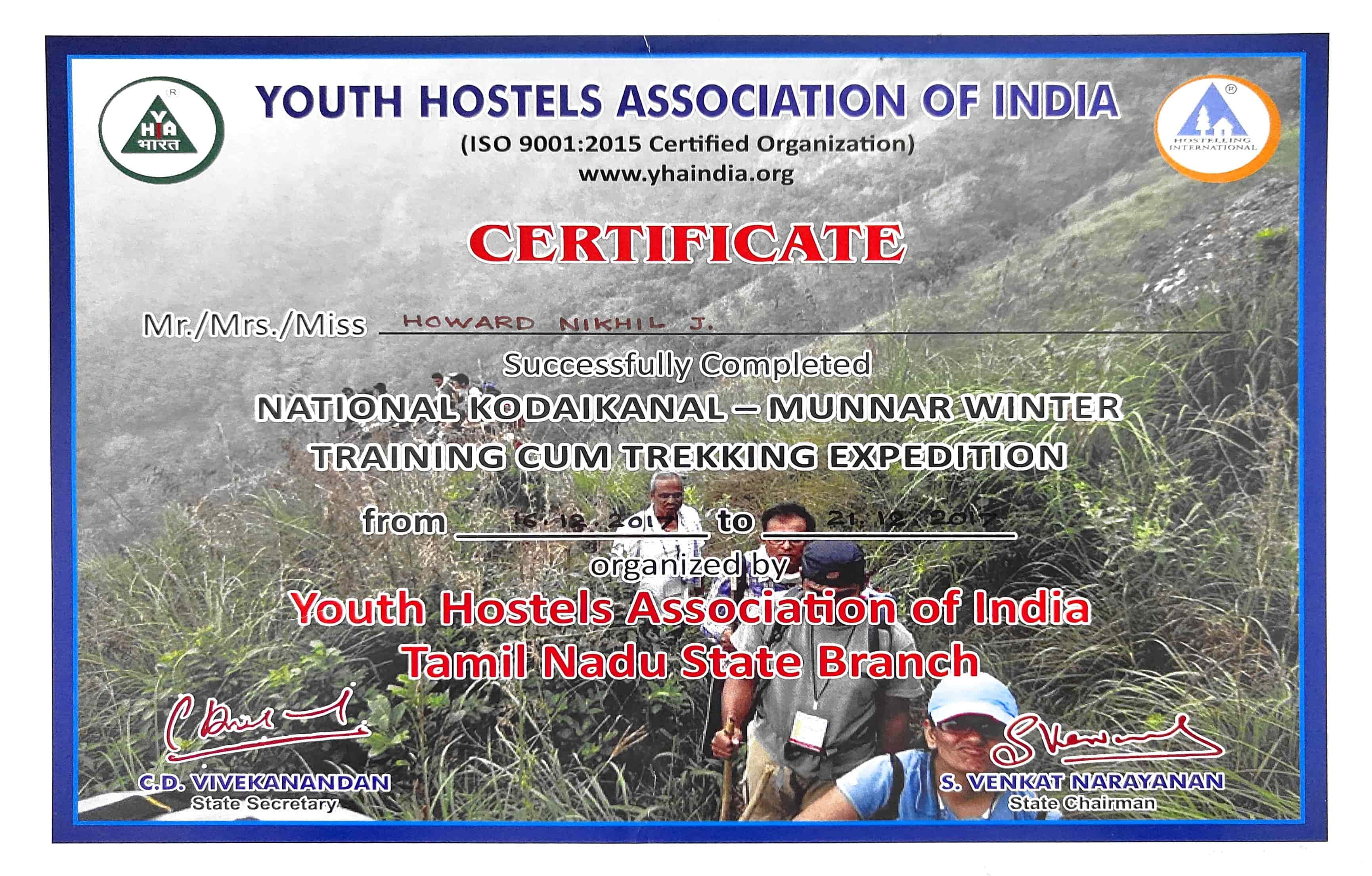 NATIONAL KODAIKANAL–MUNNAR WINTER TREKKING CUM TRAINING EXPEDITION