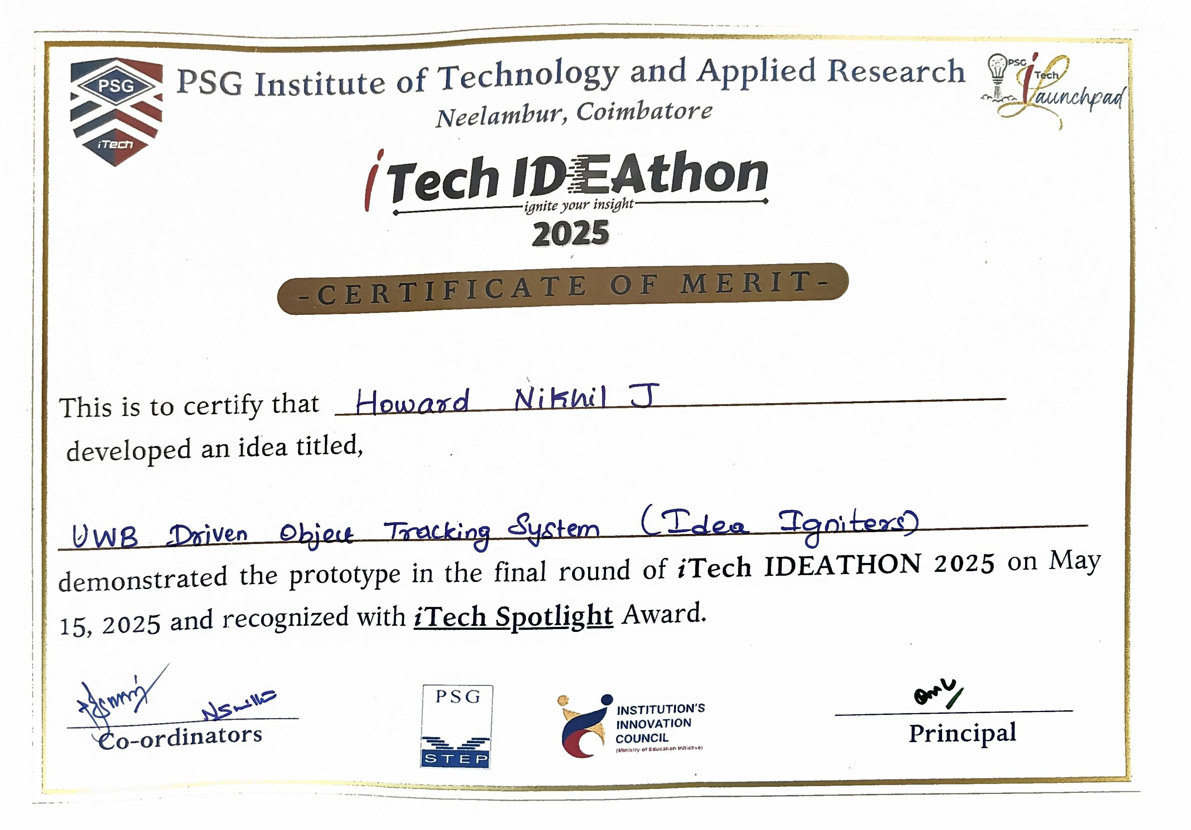 Ideathon Certificate
